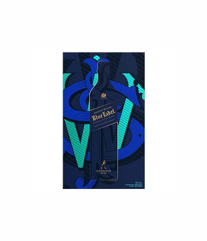 Johnnie Walker Blue Label + 2 Glasses ДЖОНИ УОКЪР, СИН ЕТИКЕТ, 0.700 с 2 ЧАШИ - Image 1