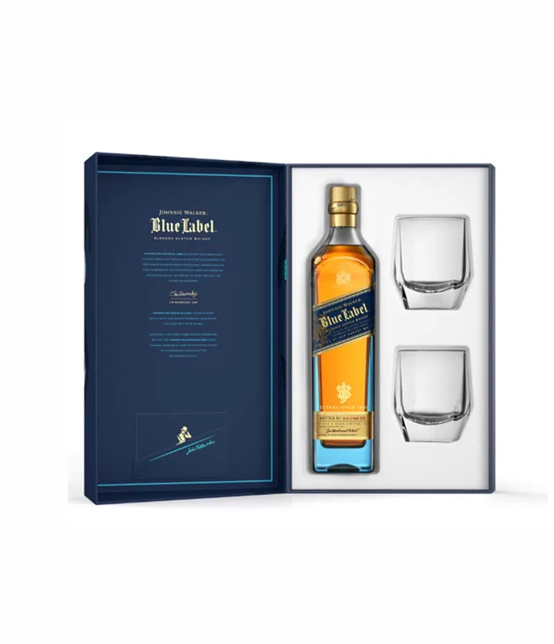 Johnnie Walker Blue Label + 2 Glasses ДЖОНИ УОКЪР, СИН ЕТИКЕТ, 0.700 с 2 ЧАШИ - Image 2